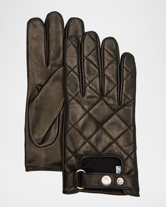 Portolano Men & apos;s Diamond-Quilted Leather Driving Gloves