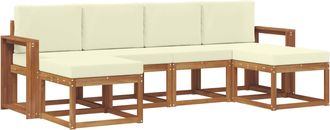 vidaXL Conjunto De Sof&aacute;s De Exterior 6 Uds. Natural Y Crema Vidaxl