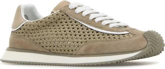 Dolce & Gabbana Mens Cappuccino Fabric Dg Cushion Sneakers Sabbiagrigio