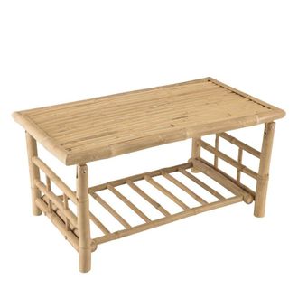 Macabane Mesa de centro rectangular de bamb&uacute; 90 x 49 cm