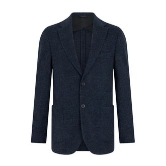 Brooks Brothers Jassen, Heren, Blauw, 5Xl, Wol, Jersey Check Blazer