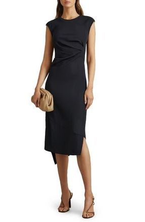 Reiss Francesca Pleated Midi Dress in Navy at Nordstrom Rack, Size 14