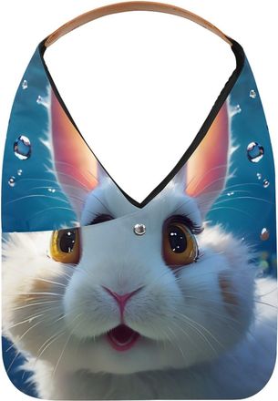 Generic Lovely Rabbit Swims Underwater Reusable Lightweight Grocery Bags - Foldable Into Compact Pouch, Washable & Sturdy, Multipurpose for Shopping and Trave