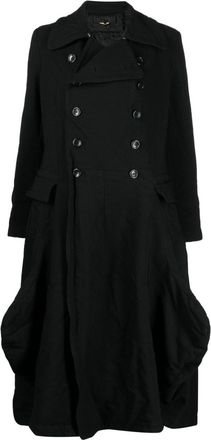 Comme Des Garçons crinkled-finish double-breasted coat - women - Polyester/Polyester/Polyester - S - Black