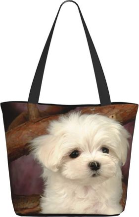 AOOEDM Maltese Puppy Ladies Shopping Bag 13x11x7in.The Perfect ValentineS Day Gift.It Is The Best ValentineS Day Gift For Mom, Daughter, Wife,Etc