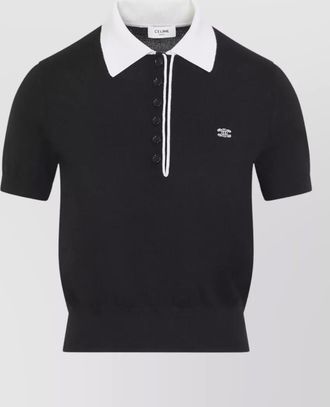 Celine cashmere silk ribbed polo knit top