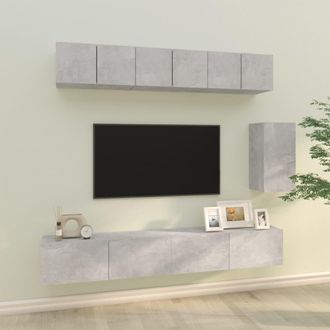 vidaXL Vidaxl - Set De Muebles De Tv 6 Pzas Madera Contrachapada Gris Hormig&oacute;n