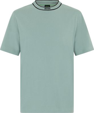 HUGO BOSS Mens Short-Sleeve Cotton T-Shirt Green T-Shirts And Polos