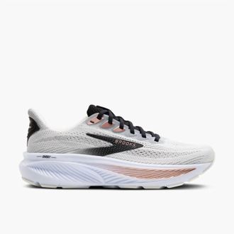 Brooks Womens Ghost 17 Running Shoes In White/black/rose