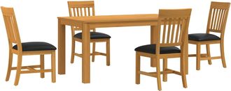 vidaXL Conjunto De Comedor 5 Uds. Negro Madera De Roble S&oacute;lido Vidaxl