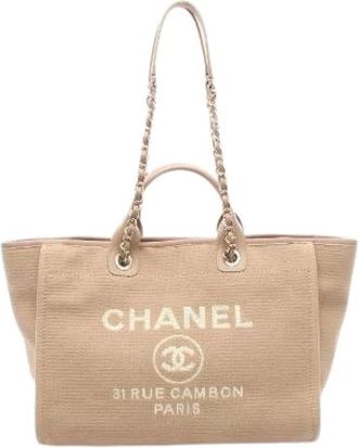 Chanel Pre-owned Deauville Canvas Leather Tote Bag - Pre-owned - Mujer - Beige - ONE SIZE