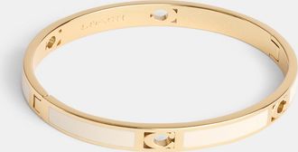 Coach Womens Signature Enamel Bangle - White & Gold Metal - One Size