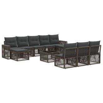 vidaXL Conjunto De Sof&aacute;s De Jard&iacute;n 11 Pcs Gris Y Gris Oscuro Vidaxl