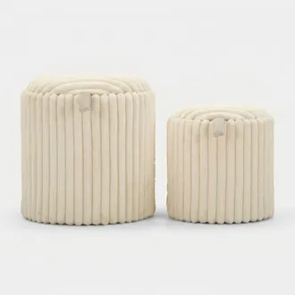 Les Tendances Set 2 Pouf Contenitore Rotondi In Poliestere Goteborg