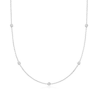 Ross-Simons Lab-Grown Diamond Station Necklace in Sterling Silver