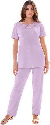 Roaman's Plus Size Eyelet Cutout Tee in Pale Lavender at Nordstrom, Size Medium