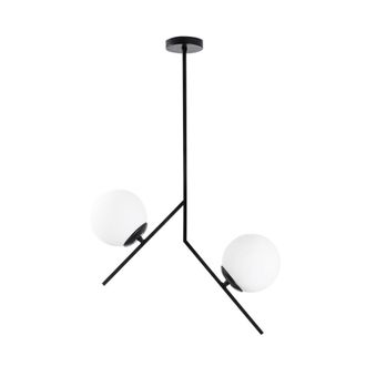 Wonderlamp L&aacute;mpara de techo negro con tulipas de cristal opal