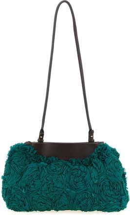 Dries Van Noten Green Rose Clutch