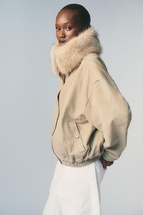 Pilcro Faux Fur Lined Denim Bomber Jacket