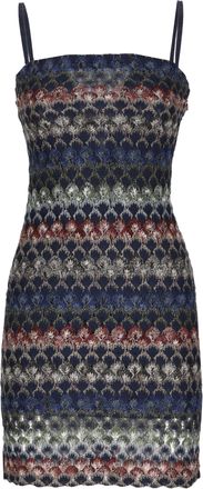 Missoni Blue Lurex Multicolor Fitted Viscose Mini Dress