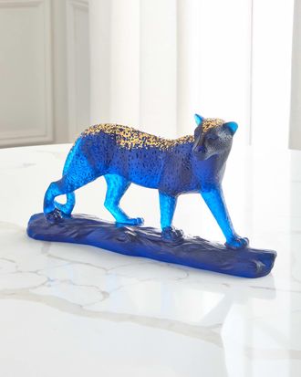 Daum Leopard Leaded Crystal Statue