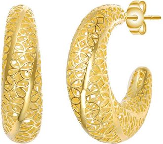 Rachel Glauber 14K Plated Hoop Earrings