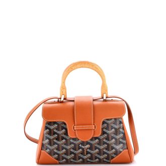 Goyard Saigon Top Handle Bag Coated Canvas with Leather Mini