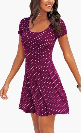 Lascana Womens Polka Dot Print Dress in Bordeaux Multi at Nordstrom, Size 12