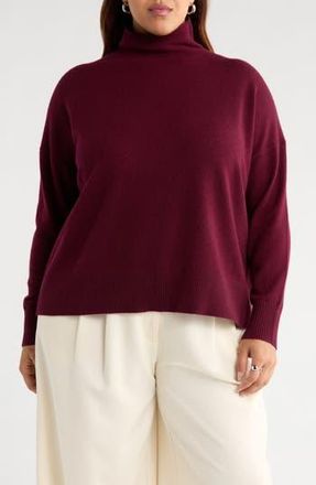 Nordstrom Oversize Cashmere Turtleneck Sweater in Burgundy Field at Nordstrom Rack, Size 2X