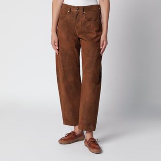 Isabel Marant Pantaloni Belky marroni in ecocamoscio
