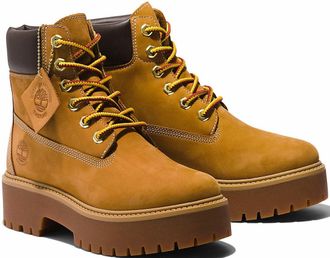 Timberland Schn&uuml;rboots TIMBERLAND STONE STREET6 INCH LACE UP WATERPROOF BOOT, Damen, Gr. 38,5, gelb (wheat), Leder, Synthetik, Schuhe Schn&uuml;rboots, Winterstiefel,