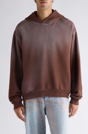 Acne Studios Stockholm Oversize Distressed Graphic Hoodie in Chocolate Brown at Nordstrom, Size X-Large
