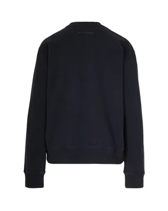Maison Margiela Womens Sweatshirt Numeric Signature Washed Black Cotton Sweatshirts Sweater