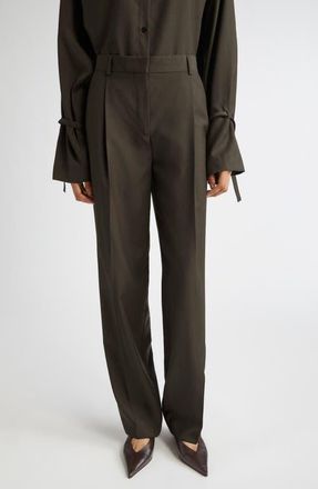 Toteme Pleated Wool Trousers in Pepper at Nordstrom, Size 2 Us