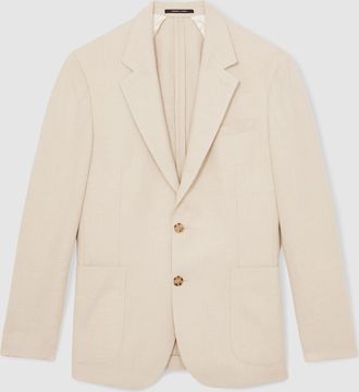 Reiss Stone Slim Fit Single Breasted Textured Blazer With Cotton, 40R