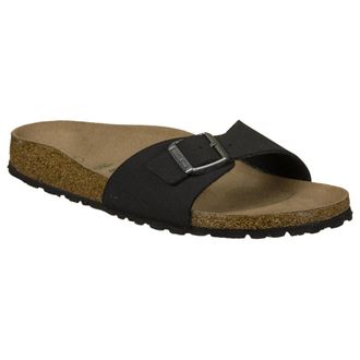 Birkenstock Madrid BS Birko-Flor Nubuck Unisex Hook and Loop Sandals - Black - Size:UK 7.5