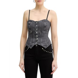 Guess Cecile Top - Dames - Tops zonder mouwen - Grijs - XS - Leer - Tops