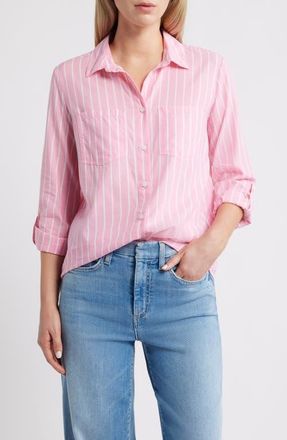 Beach Lunch Lounge Annalisa Stripe Shirt in Ultra Pink at Nordstrom, Size X-Small