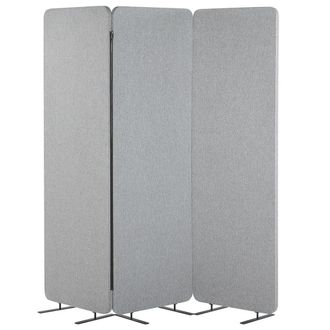 Beliani Separador De Habitaciones De Tela Gris Claro 3 Paneles Plegable Divisor Privacidad Reducci&oacute;n De Ruido Oficina Standi