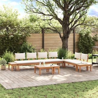Berkfield Home Garden Bench Set 5 pcs Brown & Cream 2-seater Small