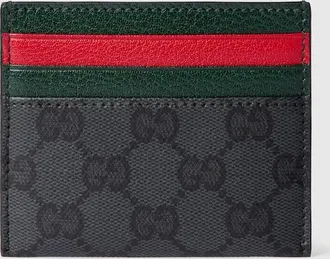 Gucci Card Case With Web Card Slots, Black, GG Canvas