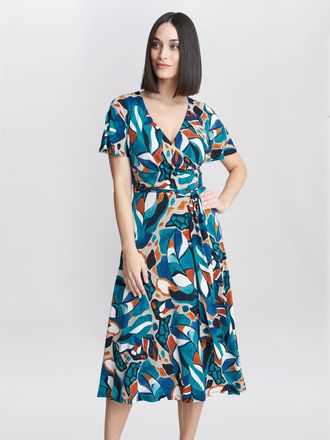 Gina Bacconi Womens Eloise Fit and Flare Dress - Turquoise - Size 10 UK