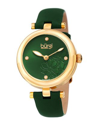 B&uuml;rgi Burgi Womens Leather Diamond Watch