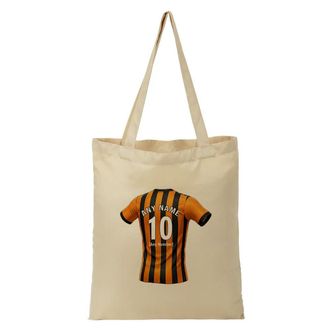 Unigift Personalised Gift - Kingston upon Hull Fan Tote Shopping Bag (Amber and Black Football Jersey Design) Custom Name - East Yorkshire HU3 Club