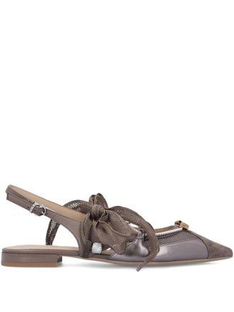 Pinko Grey Gianira 30 Suede/Mesh Slingback Ballerinas