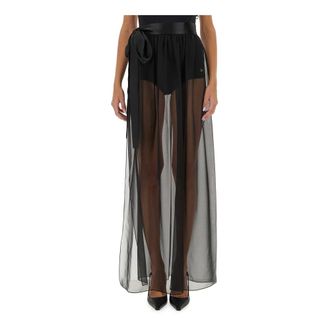 Dolce & Gabbana Rokken, Dames, Zwart, M, Chiffon, Gonna Lunga Silk Chiffon Skirt