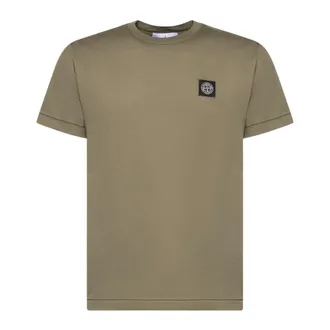 Stone Island T-Shirts, male, Green, Size: 2XL Patch Logo T-Shirt