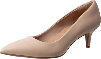 Comfort Plus Womens Komfy Cushioned Pointed Toe Low Kitten Heel Pump by Payless, Nude, 9 UK