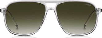 HUGO BOSS 58mm Square Sunglasses in Crystal Green/Green Shaded at Nordstrom