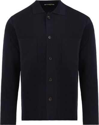 FILIPPO DE LAURENTIIS Field Jacket Cardigan - Heren - Vesten - Blauw - M - Wol - Truien & Vesten